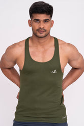 Rocklike Gym Vest Stringer for Men Mehandi